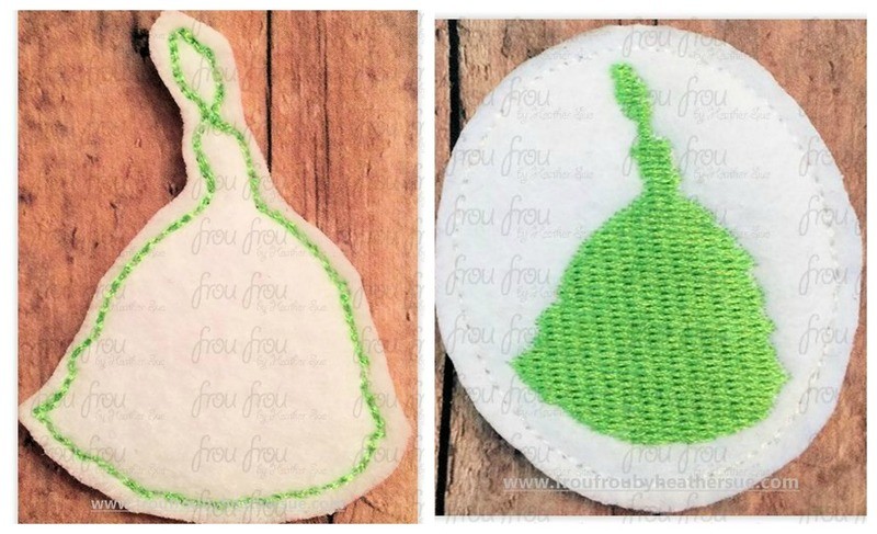 Clippie Tina Frog Princess Full Body Silhouette TWO Versions In the Hoop Machine Embroidery Design, Multiple sizes 1.5"-4"