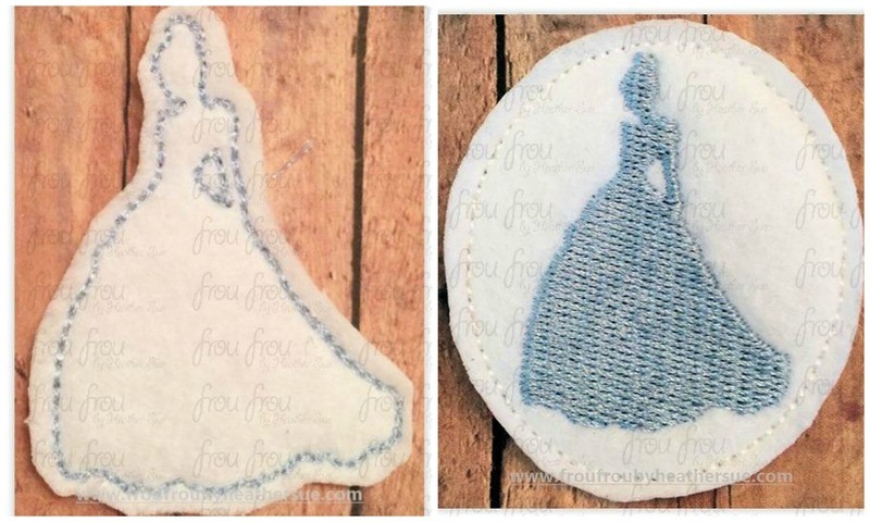Clippie Cindy Princess Full Body Silhouette TWO Versions In the Hoop Machine Embroidery Design, Multiple sizes 1.5&quot;-4&quot;