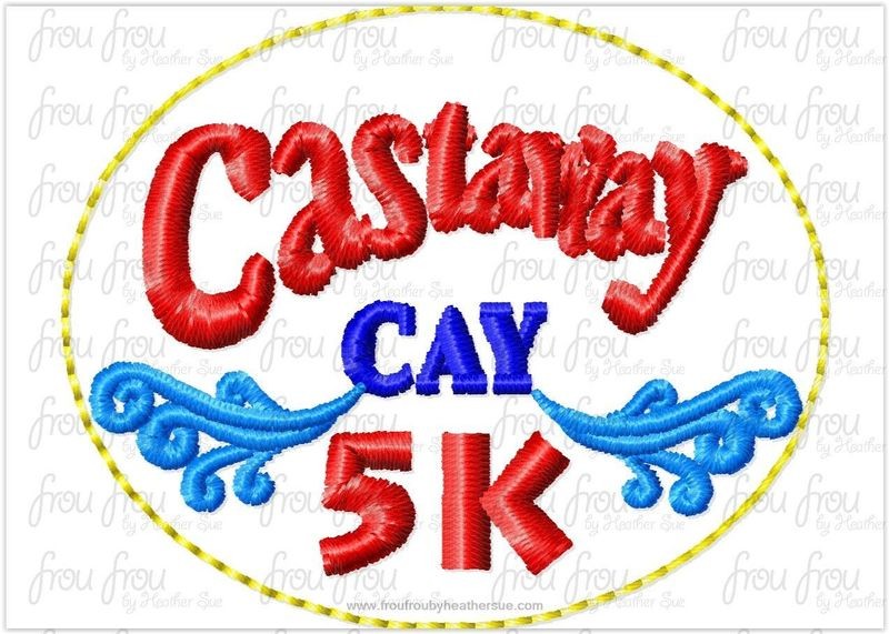 Clippie Cast Away Cay 5K Run Machine Embroidery In The Hoop Project 1.5"-4" and SORTED into multiples