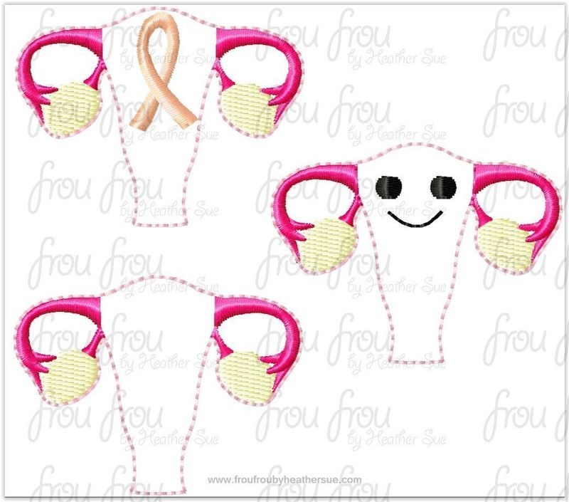 Clippie Uterus Ovaries Fallopian Tube Internal Organs THREE Design SET Machine Embroidery In The Hoop Project 1.5, 2, 3, and 4 inch