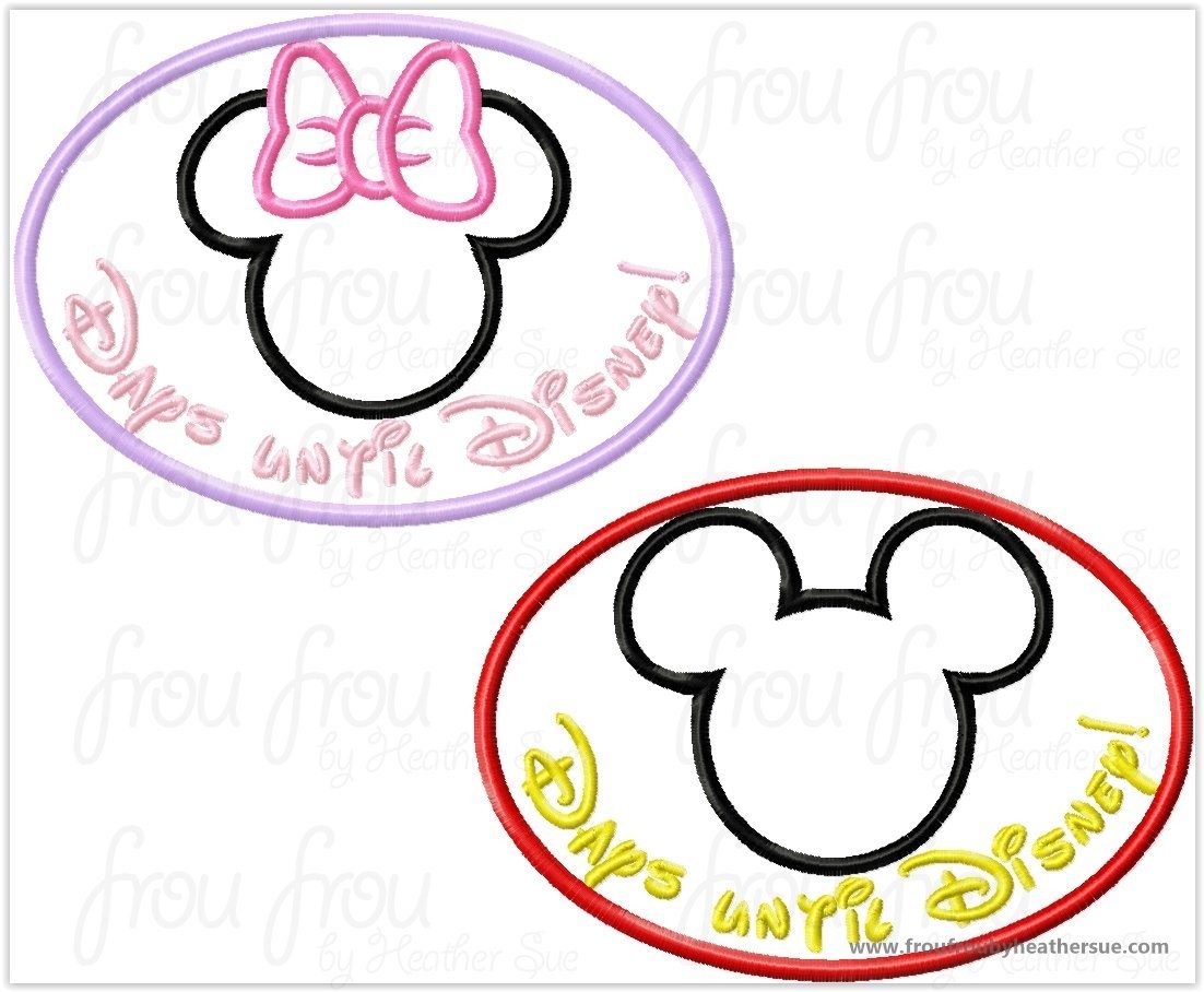 Mister and Miss Mouse Countdown IN THE HOOP TWO Design SETMachine Applique Embroidery Design 4&quot;-16&quot;