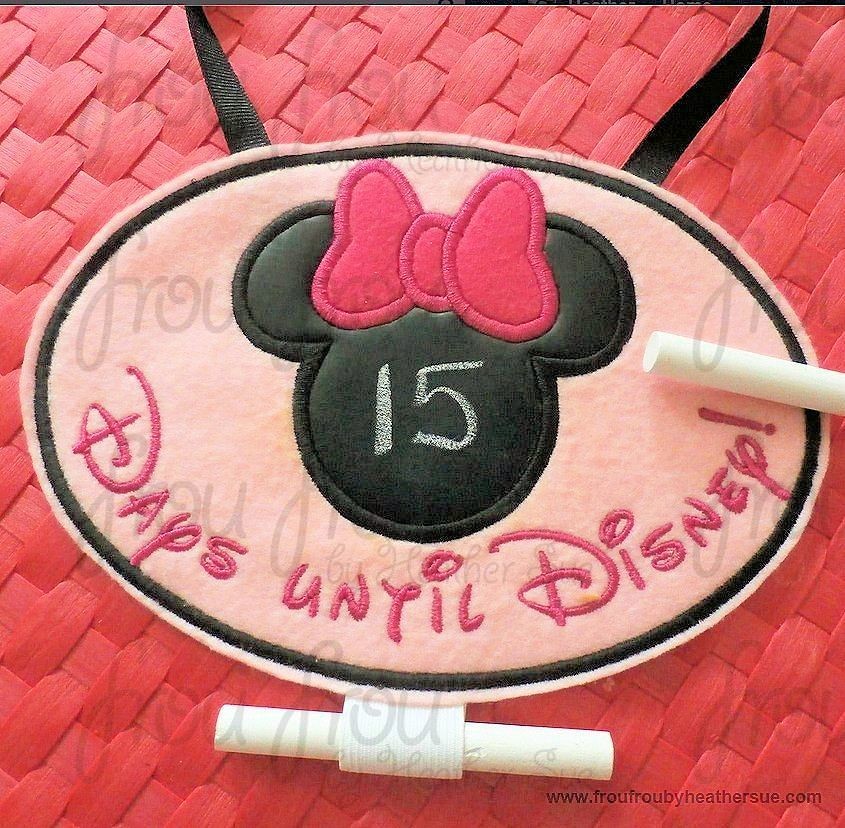 Miss Mouse Countdown IN THE HOOP Machine Applique Embroidery Design 4&quot;-16&quot;