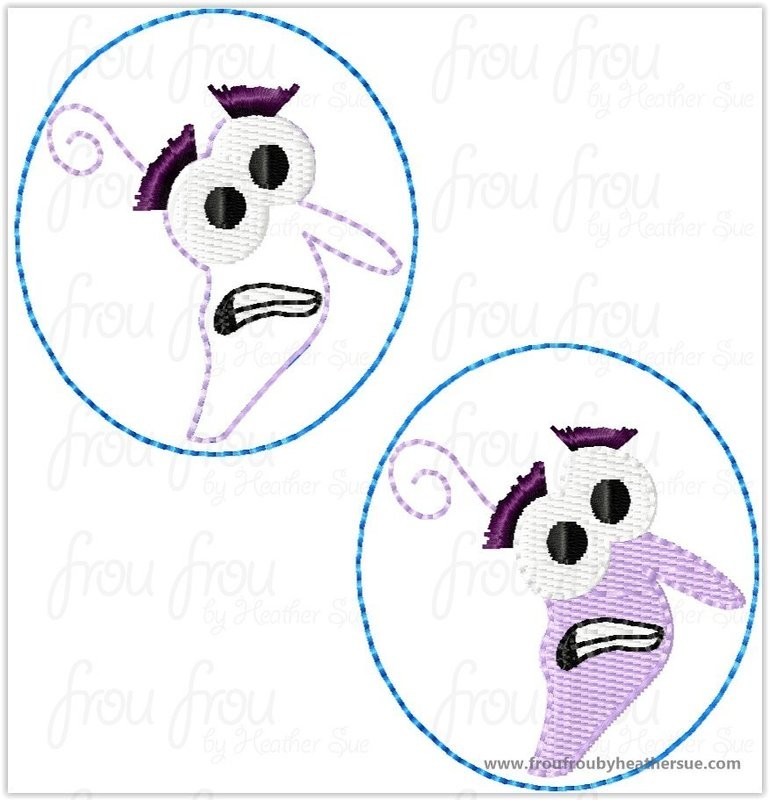 Clippie In Out Fearful Emotion with TWO versions, appliqued and filled, Machine Embroidery In The Hoop Project 1.5, 2, 3, and 4 inch