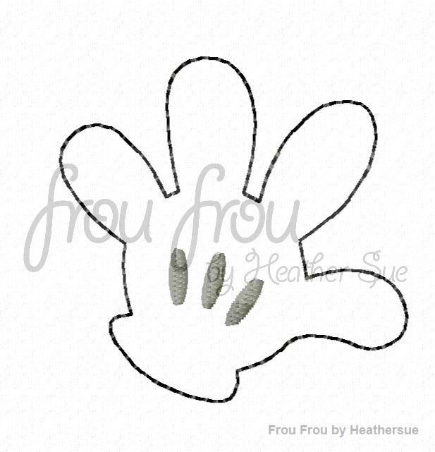 Clippie Hand Mister Mouse Machine Embroidery In The Hoop Project 1, 1.5, 2, 3, and 4 inch