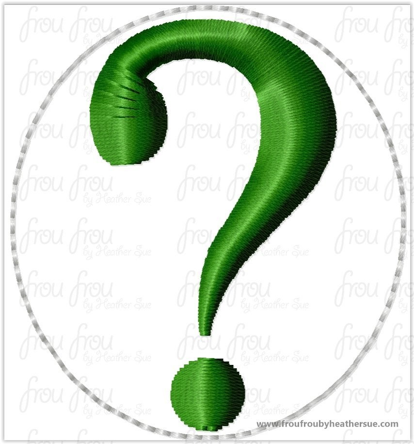 Clippie Question Mark Super Hero Superhero TWO Versions Machine Embroidery In The Hoop Project 1.5, 2, 3, and 4 inch