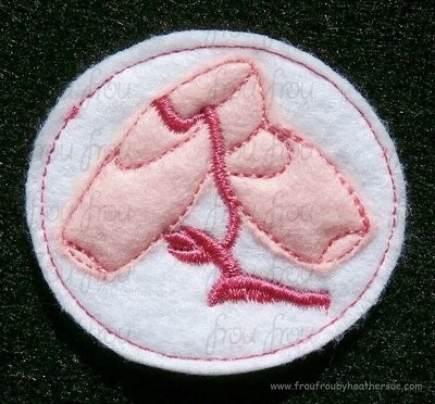 Clippie Ballet shoe with circle Machine Embroidery In The Hoop Project 1.5, 2, and 3 inch