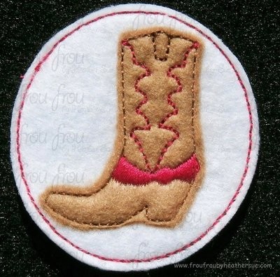 Clippie Cowboy Cowgirl Boot Machine Embroidery In The Hoop Project 1.5, 2, and 3 inch
