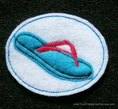 Clippie Flip Flop Shoe Machine Embroidery In The Hoop Project 1.5, 2, and 3 inch