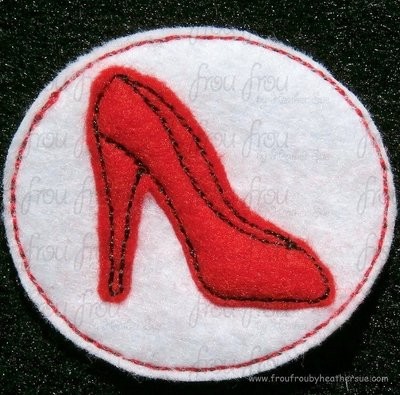 Clippie High Heeled Shoe with Circle Machine Embroidery In The Hoop Project 1.5, 2, and 3 inch