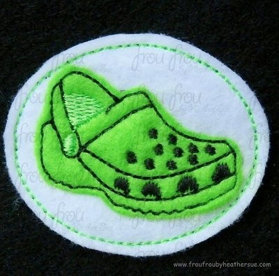 Clippie Crocodile Shoe Machine Embroidery In The Hoop Project 1.5, 2, and 3 inch