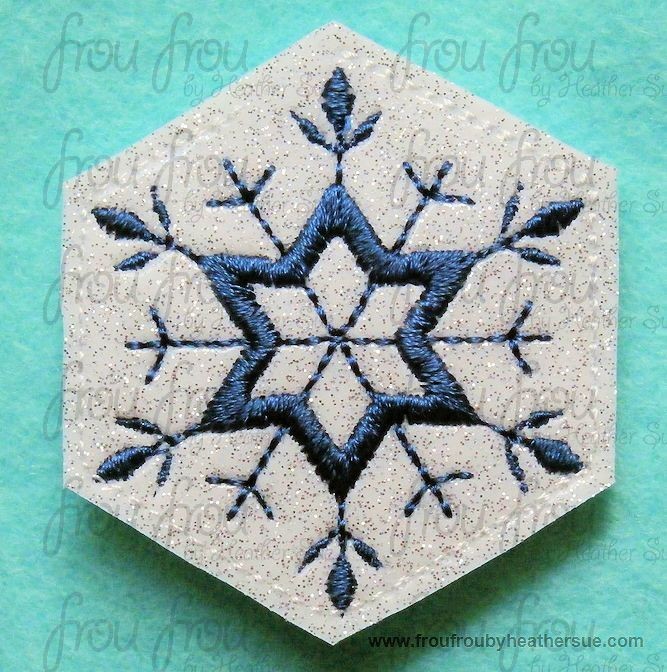 Clippie Snowflake Four Freezing Machine Embroidery In The Hoop Project 1.5, 2 and 3 inch