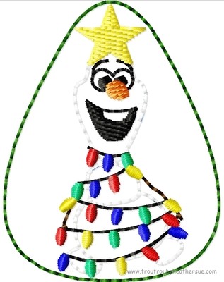 Clippie Christmas Oolaf Snowman with star and lights Freezing Machine Embroidery In The Hoop Project 1.5, 2 and 3 inch