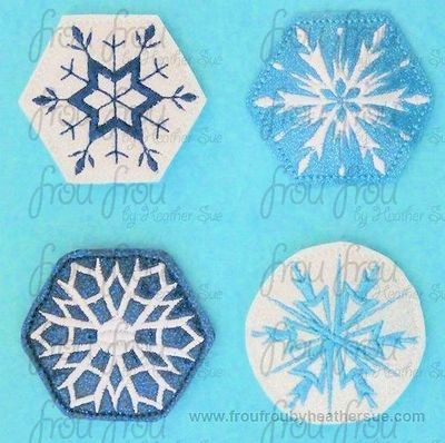 Clippie Snowflakes Freezing FOUR Design SET Machine Embroidery In The Hoop Project 1.5, 2 and 3 inch