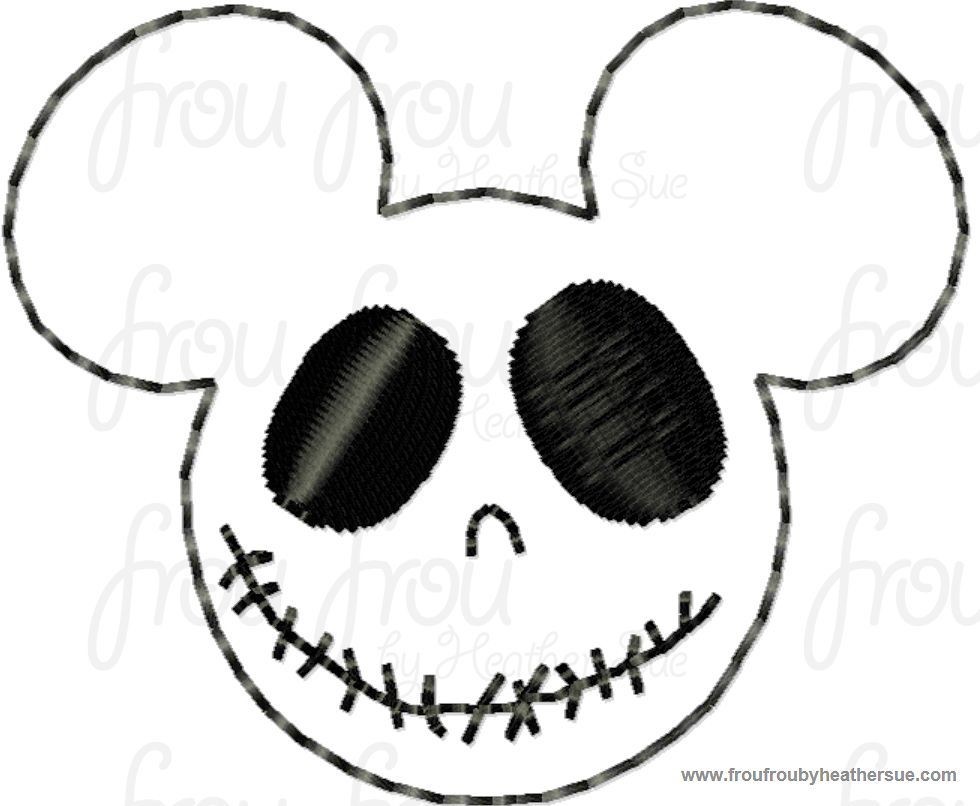 Clippie Jock Skullington Mister Mouse Head Machine Embroidery In The Hoop Project 1.5, 2, and 3 inch
