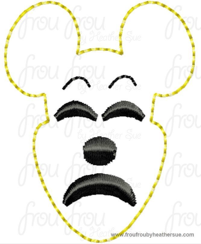 Clippie Tragedy Mister Mouse Head Mask Machine Embroidery In The Hoop Project 1.5, 2, and 3 inch