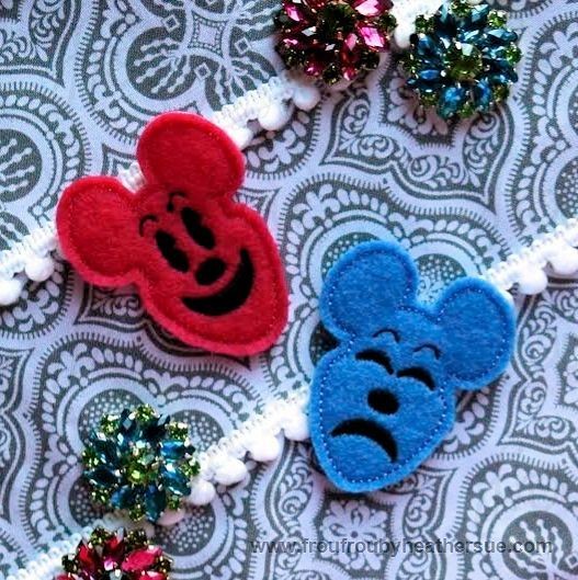 Clippie Comedy and Tragedy Mister Mouse Head Masks TWO Design SETMachine Embroidery In The Hoop Project 1.5, 2, and 3 inch