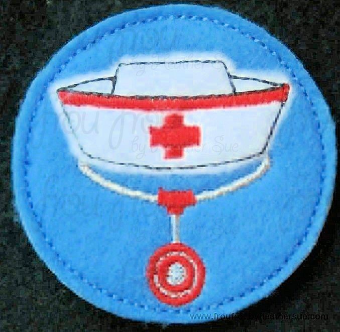 Clippie Nurse Hat with Stethoscope  Machine Embroidery In The Hoop Project 1.5, 2 and 3 inch
