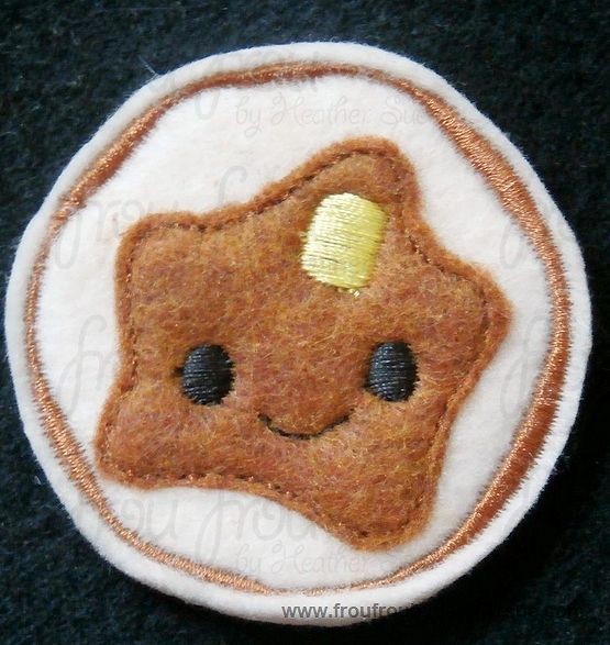 Clippie Pancake Flapjack with Syrup and Butter With and Without Smiley Faces Two Design SET Machine Embroidery In The Hoop Project 1.5, 2 and 3 inch and SORTED