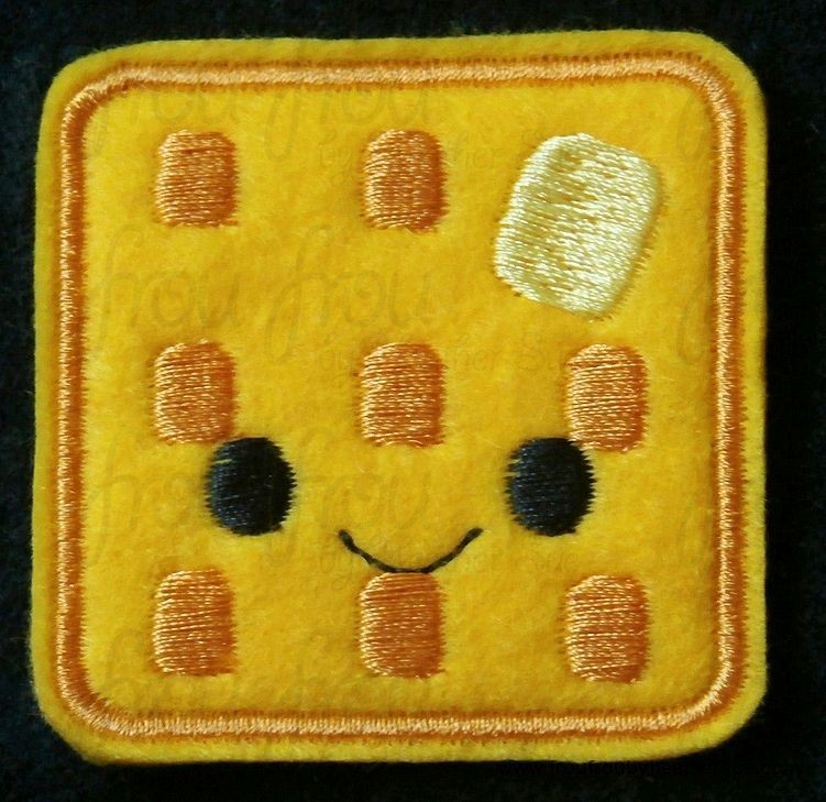 Clippie Waffle with Butter With and Without Smiley Faces Two Design SET Machine Embroidery In The Hoop Project 1.5, 2 and 3 inch and SORTED