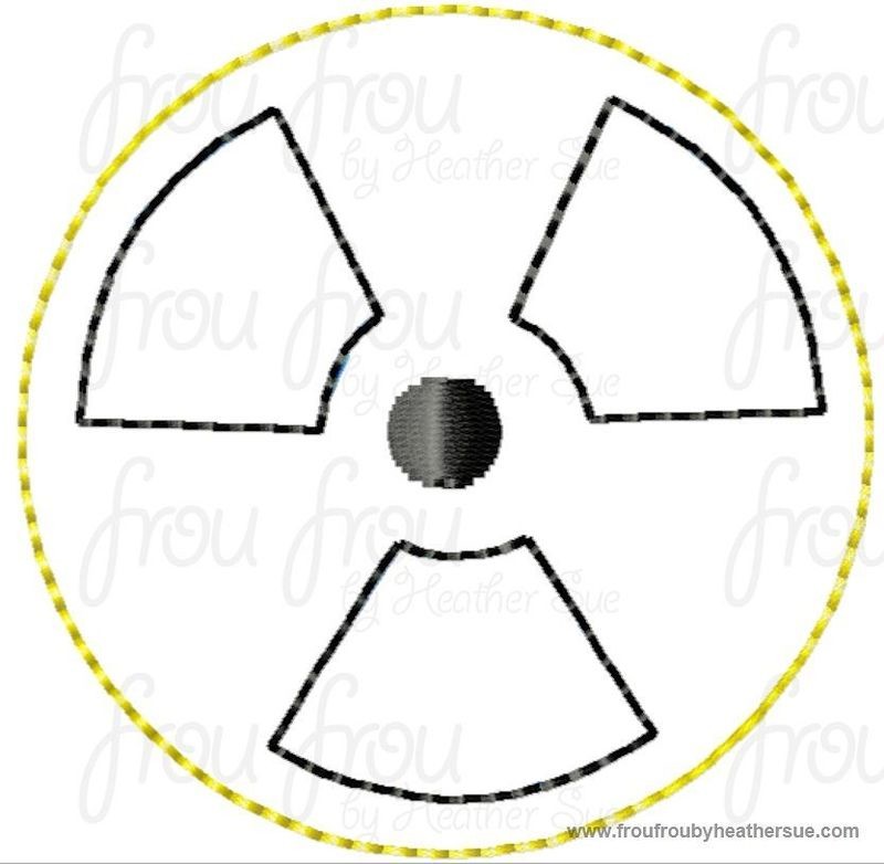 Clippie Radioactive Symbol Machine Embroidery In The Hoop Project 1.5, 2 and 3 inch