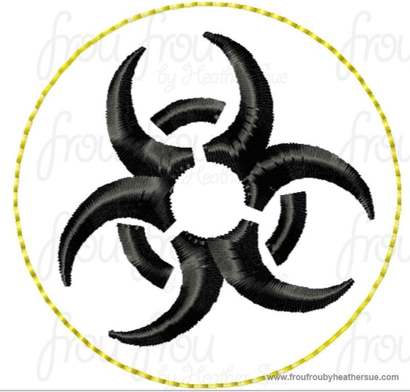 Clippie Biohazard Symbol Machine Embroidery In The Hoop Project 1.5, 2 and 3 inch