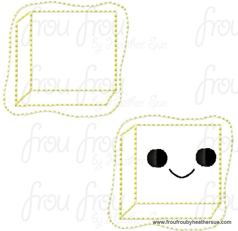 Clippie Pat of Butter With and Without Smiley Face TWO Design SET Machine Embroidery In The Hoop Project 1.5, 2 and 3 inch and SORTED