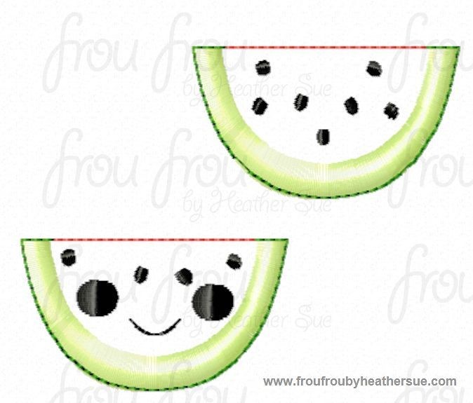 Clippie Watermelon Slice With and Without Smiley Face TWO Design SET Machine Embroidery In The Hoop Project 1.5, 2 and 3 inch and SORTED