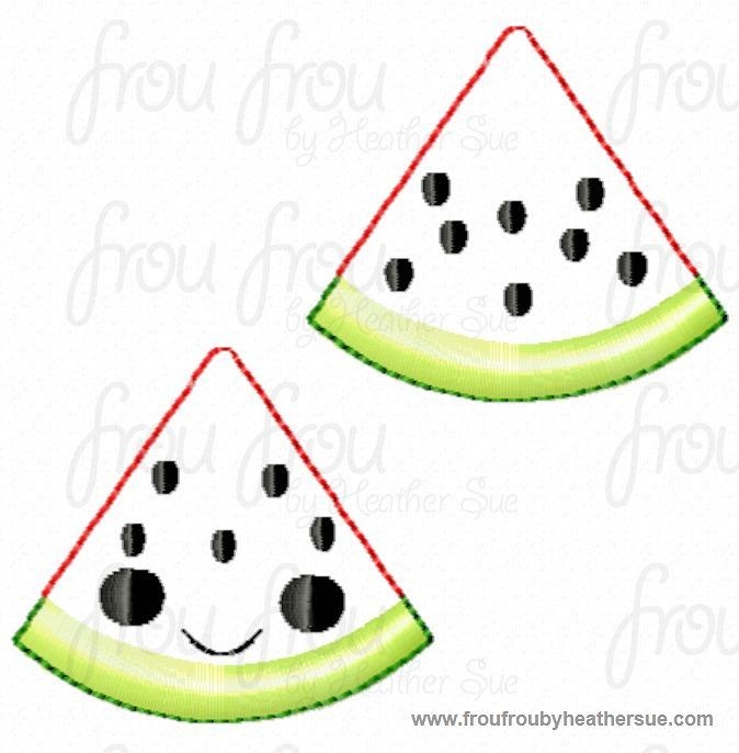 Clippie Watermelon Triangle With and Without Smiley Face TWO Design SET Machine Embroidery In The Hoop Project 1.5, 2 and 3 inch and SORTED