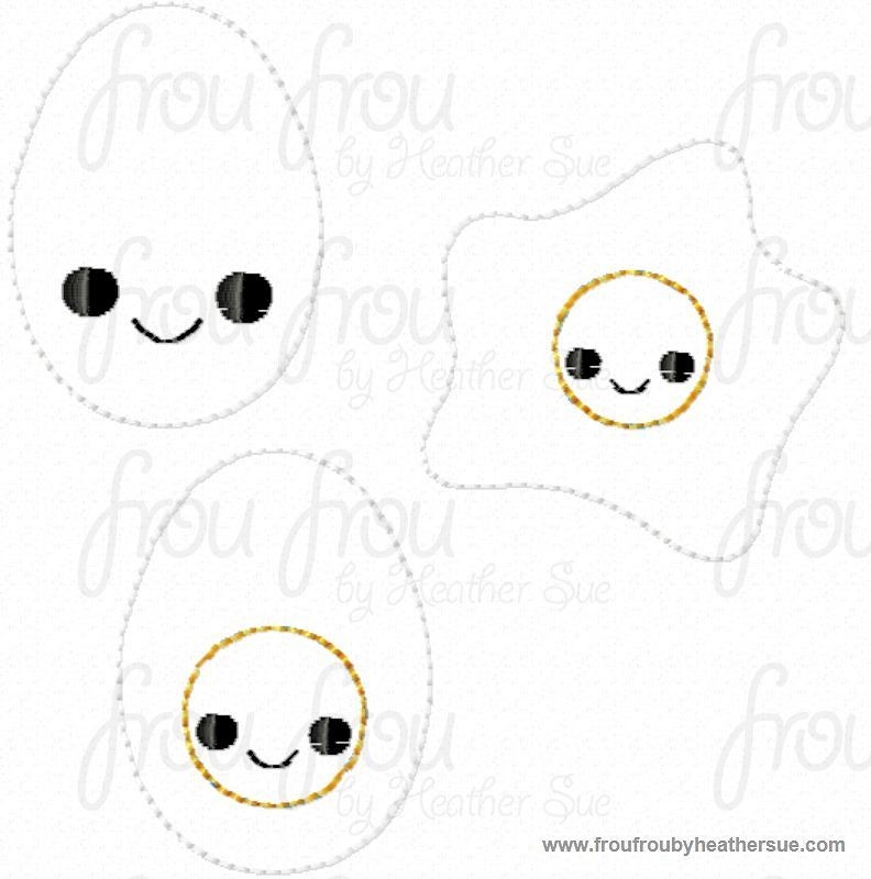 Clippie Eggs With and Without Smiley Faces SIX Design SET Machine Embroidery In The Hoop Project 1.5, 2 and 3 inch and SORTED