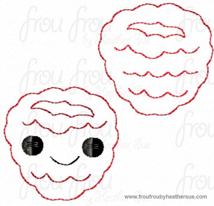 Clippie Raspberry Berry With and Without Smiley Face TWO Design SET Machine Embroidery In The Hoop Project 1.5, 2 and 3 inch and SORTED