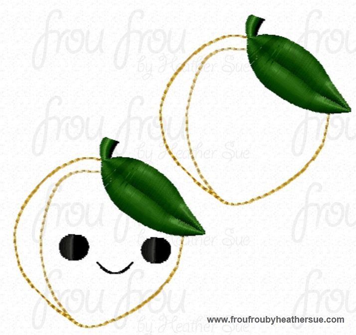 Clippie Peach With and Without Smiley Face TWO Design SET Machine Embroidery In The Hoop Project 1.5, 2 and 3 inch and SORTED