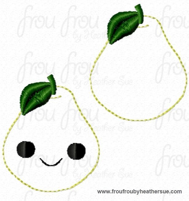 Clippie Pear With and Without Smiley Face TWO Design SET Machine Embroidery In The Hoop Project 1.5, 2 and 3 inch and SORTED