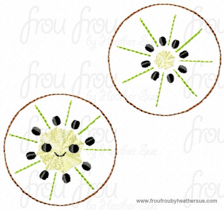 Clippie Kiwi With and Without Smiley Face TWO Design SET Machine Embroidery In The Hoop Project 1.5, 2 and 3 inch and SORTED