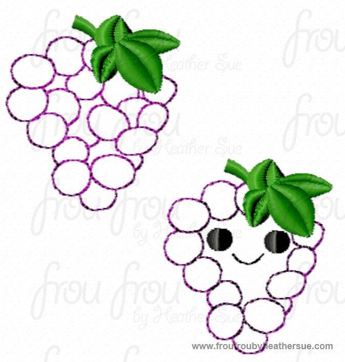 Clippie Grapes With and Without Smiley Face TWO Design SET Machine Embroidery In The Hoop Project 1.5, 2 and 3 inch and SORTED