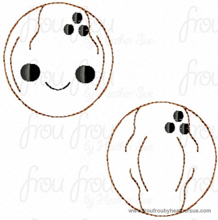 Clippie Coconut With and Without Smiley Face TWO Design SET Machine Embroidery In The Hoop Project 1.5, 2 and 3 inch and SORTED