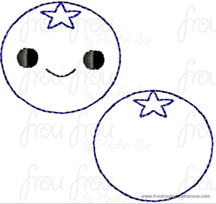 Clippie Blueberry With and Without Smiley Face TWO Design SET Machine Embroidery In The Hoop Project 1.5, 2 and 3 inch and SORTED