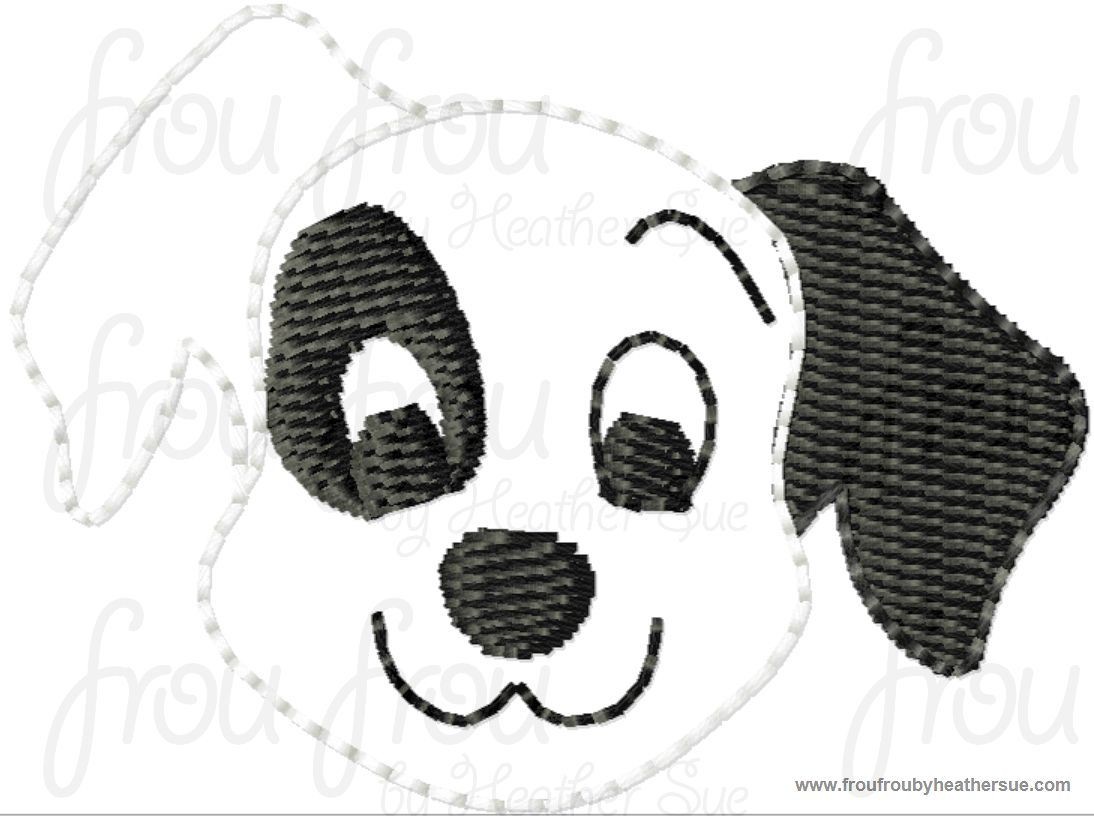 Clippie Dalmatian Dog Head Machine Embroidery In The Hoop Project 1.5, 2 and 3 inch