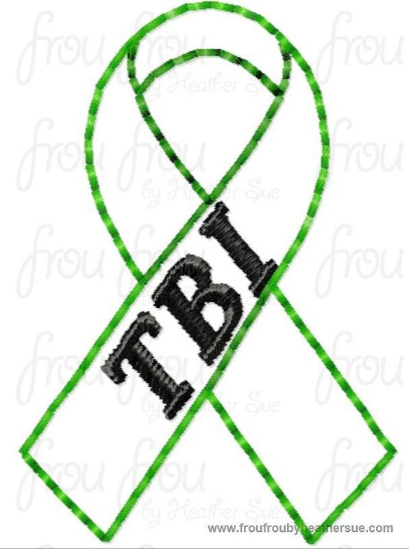 Clippie Traumatic Brain Injury Awareness Ribbon Machine Embroidery In The Hoop Project 1.5, 2, and 3 inch