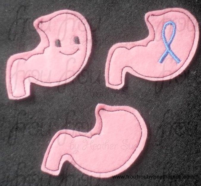 Clippie Stomach Internal Organs THREE Design SET Machine Embroidery In The Hoop Project 1.5, 2 and 3 inch