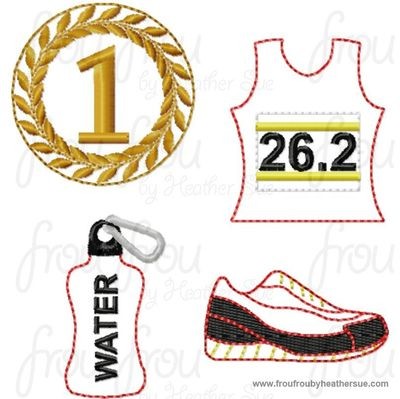 Clippies Running SEVEN Design SET 5K, 10K, 13.1, 26.2 Marathon Machine Embroidery In The Hoop Project 1.5, 2, and 3 inch