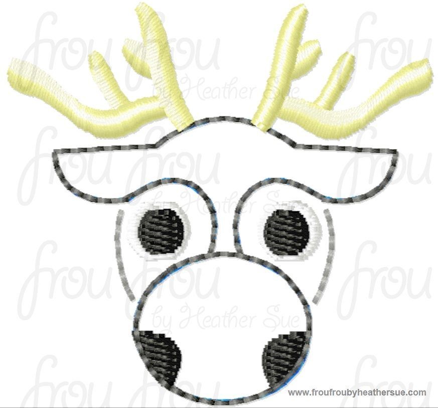 Clippie Seven Reindeer Freezing Cutie Machine Embroidery In The Hoop Project 1.5, 2 and 3 inch