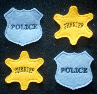 Clippie Police and Sheriff Badge TWO Design SET Machine Embroidery In The Hoop Project 1.5, 2, and 3 inch