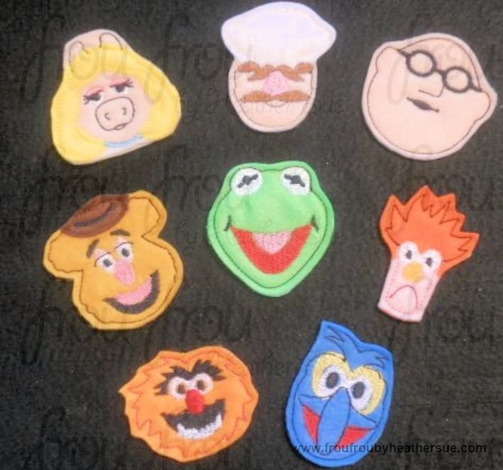 Clippies Moppet Heads EIGHT Design SET Machine Embroidery In The Hoop Project 1.5, 2, and 3 inch