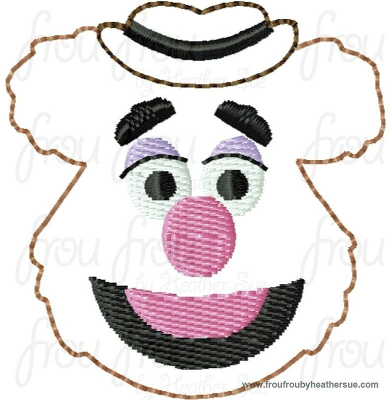 Clippie Fuzzie Bear Head Machine Embroidery In The Hoop Project 1.5, 2, and 3 inch