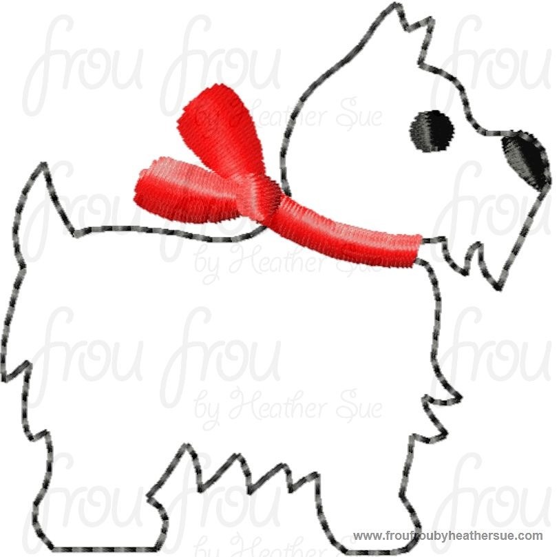 Clippie Scottie Dog Full Body Machine Embroidery In The Hoop Project 1.5, 2, 3, and 4 inch