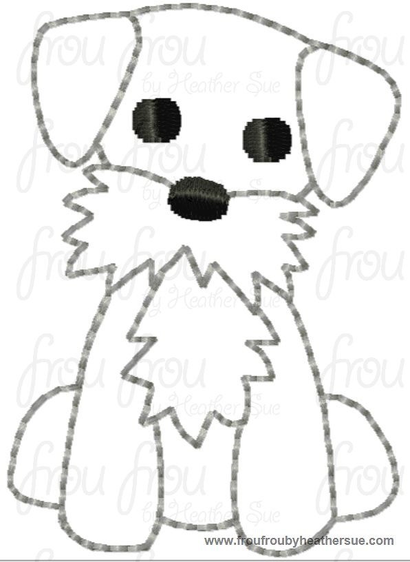 Clippie Schnauzer Dog Full Body Machine Embroidery In The Hoop Project 1.5, 2, 3, and 4 inch
