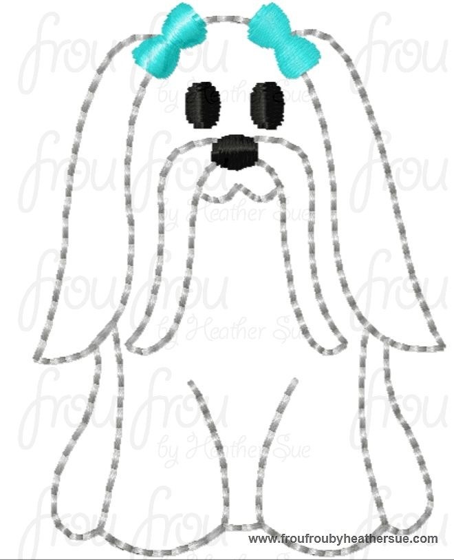 Clippie Maltese Shih Tzu Dog Full Body Machine Embroidery In The Hoop Project 1.5, 2, 3, and 4 inch