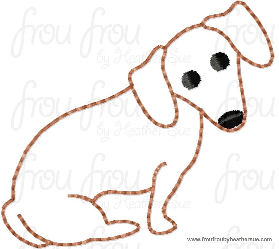 Clippie Dachshund Doxie Dog Full Body Machine Embroidery In The Hoop Project 1.5, 2, 3, and 4 inch