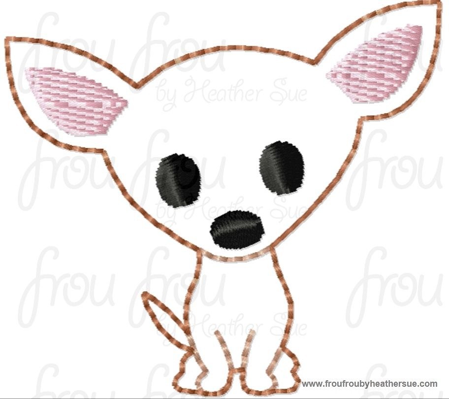 Clippie Chihuahua Dog Full Body Machine Embroidery In The Hoop Project 1.5, 2, 3, and 4 inch