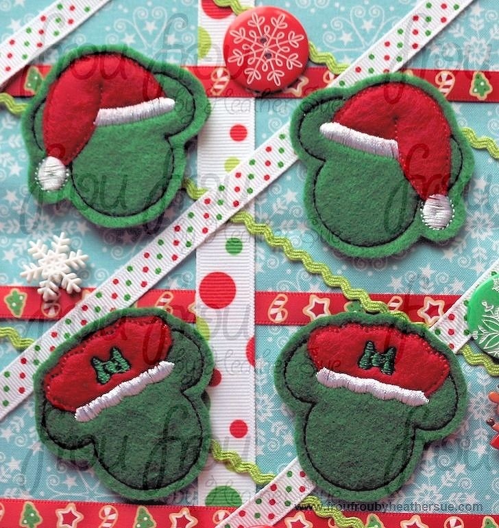 Clippie Christmas Mrs. Claus Miss Mouse and Santa Mister Mouse TWO Design SET Machine Embroidery In The Hoop Project 1.5, 2, and 3 inch
